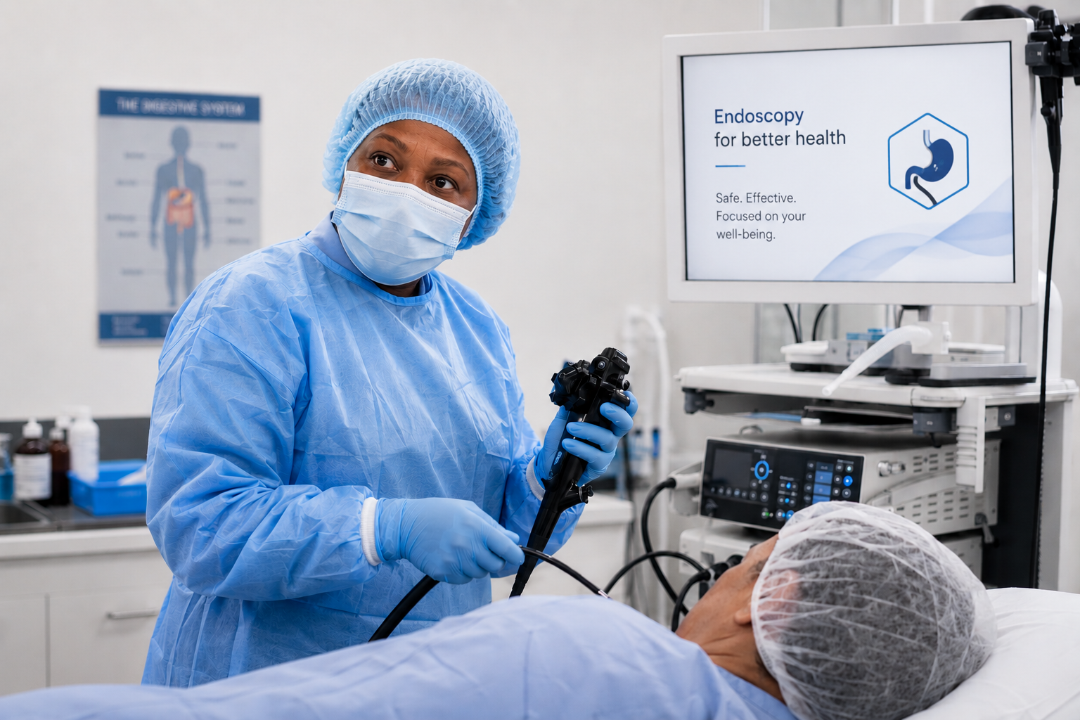 Dr Mabe performing an endoscopy procedure